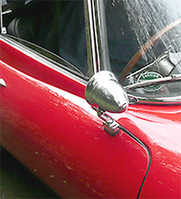 Load image into Gallery viewer, Clamp-on Chrome Racing style mirror on E-type - CME102
