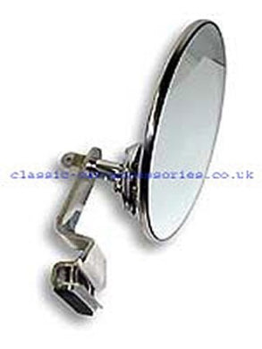 Clamp-on polished stainless steel round mirror with 105mm head - CME14