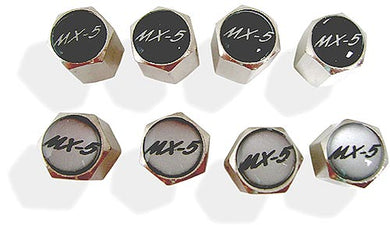 Tyre valve dust caps with MX5 motif