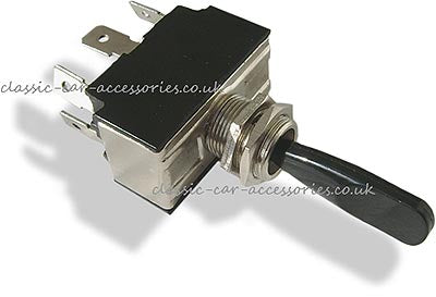 3 position ON-OFF-ON double pole switch with 6 Lucar terminals and  black toggle [S3] - CLS0174