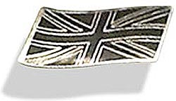 Flying Union Jack black-on-nickel enamelled metal badge 35 x 20mm. Self adhesive back [bn] - CXB02421