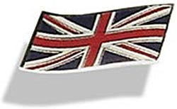 Flying Union Jack enamelled brilliantly coloured badge 35 x 14mm. Self adhesive [rwb] - CXB02422