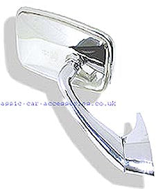 Tex oblong exterior door mirror with curved stem. Right hand side.