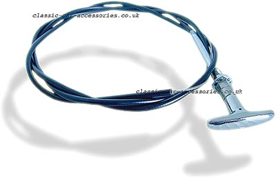 Flexible choke or bonnet release cable with chrome T pull (CH3) - CXE0222