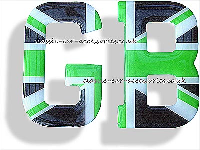GB clear resin encapsulated letters stylised green/black Union Jack - CXB010123