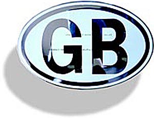 Black on white metal self adhesive Oval GB country plate - CXB01001