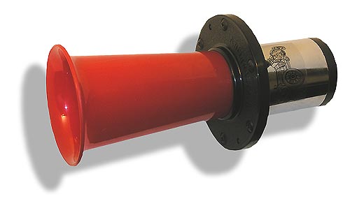 Klaxon 12v period horn with red trumpet - CH071