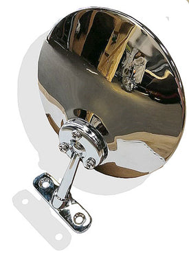 Polished round stainless steel interior Rear View mirror with flat or convex glass 