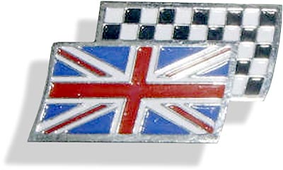 Enamelled Union Jack with underlying racing flag - CXB0250