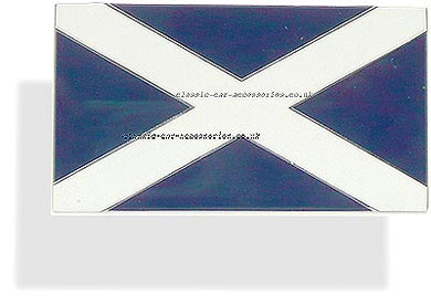 Saltire enamelled metal badge 51 x 29mm. Self adhesive back - CXB0240