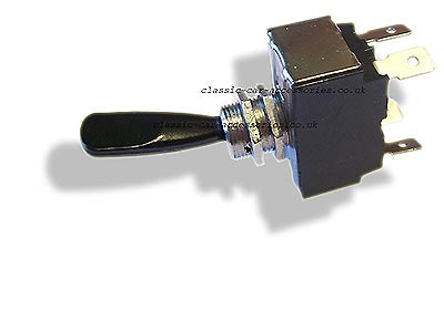 Off/On/On headlights type switch with 3 Lucar terminals and classic black toggle