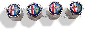 Tyre valve dust caps with Alfa Romeo motif (Set of 4) - CXB08205