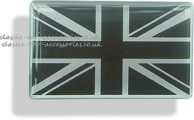 Resin encapsulated Union Jack black on silver 47 x 27mm - CXB0200