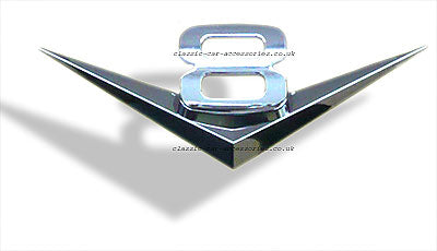 Self adhesive chrome metal V8 badge - CXB0944